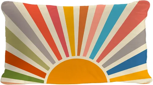 Vista 5 de OGILRE Funda de Almohada Suave Bohemia Negra con Rayos de Sol Amanecer Sunshine Atardecer Abstracto Moderno Decoraciones para Hogar Dormitorio