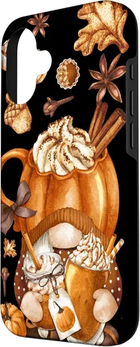 Vista 2 de Funda para iPhone 16 con diseño de calabaza y especias de gnomo de Acción de Gracias