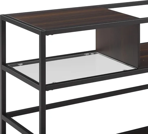 Vista 9 de Crosley Furniture Provo - Soporte para tocadiscos con almacenamiento para discos de vinilo, negro mate/marrón