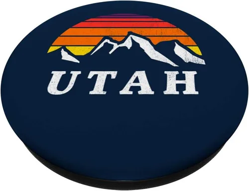 Vista 2 de Utah - Popsocket de montaña estilo retro de la década de los setenta para teléfonos y tabletas