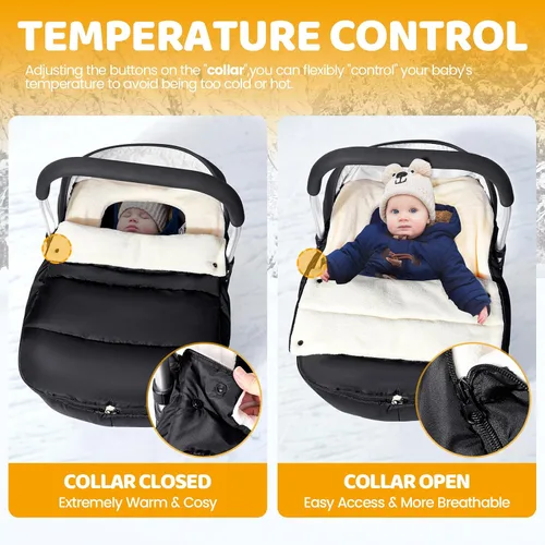 Vista 2 de Fundas de asiento de coche Orzbow para bebés invierno, funda universal para asiento de coche de bebé con cuello ajustable, cubierta impermeable