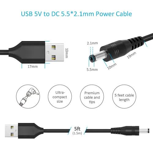 Vista 3 de Belker Cable de alimentación universal 10 en 1 de 5 V CC, USB a CC de 5.5 × 0.083 in enchufe con tipo C, micro USB, mini USB y más, cable de carga