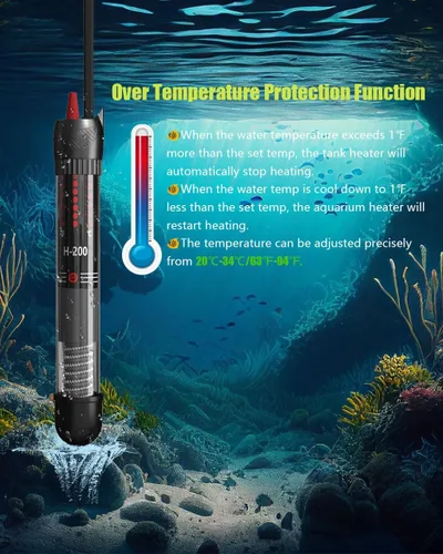 Vista 3 de KINGYEENUO Calentador de acuario de 50 W, calentador de acuario ajustable de temperatura sumergible, para tanque de 10 a 20 galones, calentador
