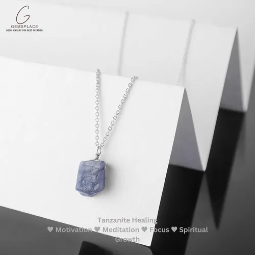 Vista 30 de Collar de piedras preciosas crudas piedras de nacimiento de plata