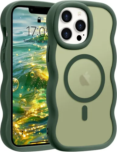 Vista 63 de Pepmune - Funda para iPhone 12 Pro Max con marco ondulado y estructura rígida, color mate claro, cubierta trasera unisex, compatible con Magsafe