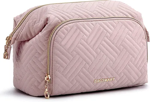 Vista 13 de BAGSMART Bolsa de Maquillaje, Esponjosa, Negro, Bolsa de maquillaje