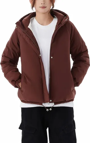 Vista 7 de JiangWu - Chaqueta con capucha de estilo Sherpa para mujer, forro polar grueso, abrigada para invierno A-Negro