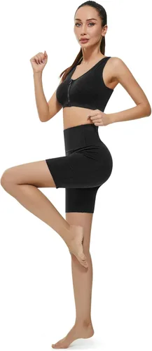 Vista 5 de KKB Pantalones cortos de cintura alta de 8 y 5 pulgadas para mujer, leggings de yoga, control de abdomen, pantalones cortos de entrenamiento