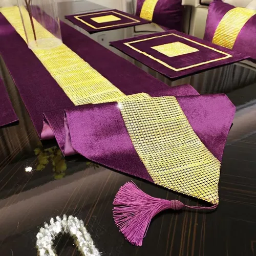 Vista 9 de Juego de 2 manteles individuales de Navidad, manteles individuales para mesa de comedor, lentejuelas doradas, diamantes de imitación, color negro