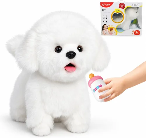 Vista 11 de CU-MATE Juguetes eléctricos de peluche Akita de 12 pulgadas, juguete electrónico de peluche para perro, robot interactivo Wuffy Puppy, caminar