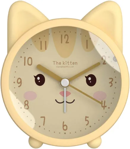 Vista 9 de Reloj despertador de silicona silencioso sin tictac para niños, con diseño de animal, para viajes, con luz nocturna (A- conejo blanco)
