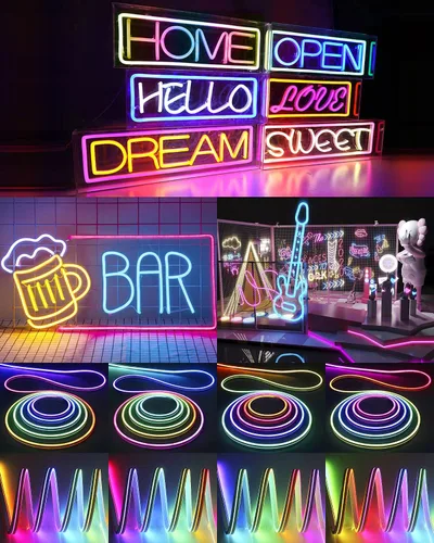 Vista 6 de Aclorol Tira de luces LED de neón de 16.4 pies, tira de luces LED direccionables, luz de píxeles flexibles, color de ensueño, arco iris, WS2811