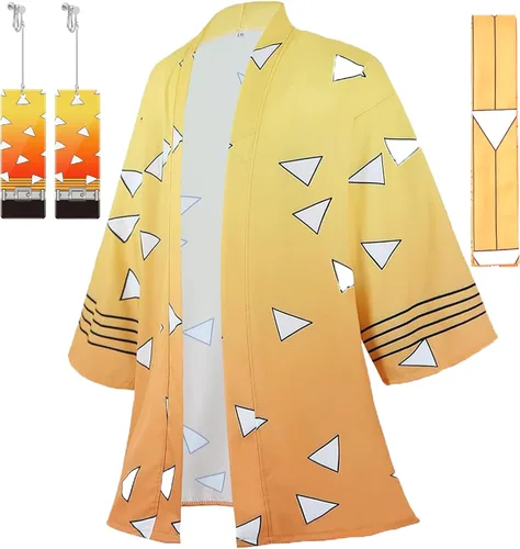 Vista 12 de Drofe Batas de anime Tanjiro, disfraz de cosplay Zenitsu Kimono