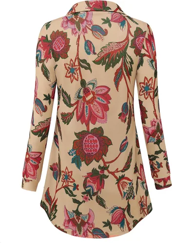 Vista 3 de Bebonnie Blusa casual de manga larga con cuello en V y solapa para mujer con botones