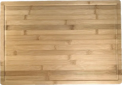 Vista 3 de Tabla de cortar y embutidos de bambú orgánico extra grande con ranura para jugo y reversible
