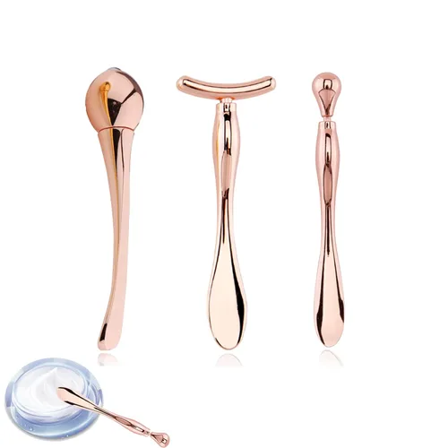 Vista 6 de BetterJonny Varita aplicadora de crema de ojos de metal, 3 unidades, cuchara de cosméticos, masajeador facial para niñas y mujeres, masajeador