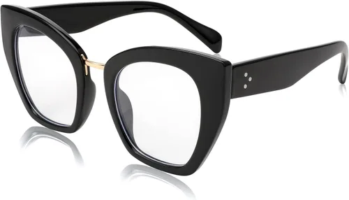 Vista 2 de FEISEDY Gafas de gran tamaño con bloqueo de luz azul retro Cateye para computadora para mujeres B4107