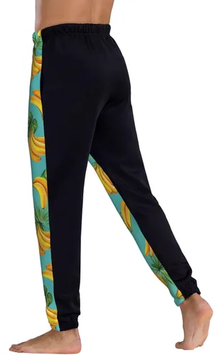 Vista 5 de Mens Cool Joggers Pants Tropical Palm Leaves and Bananas Novelty Casual Sweatpants with Drawstring