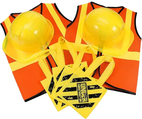 Vista 3 de Hillban 108 piezas de chaleco de construcción para niños, disfraces de trabajadores para niños, suministros de fiesta, incluyendo 36 chalecos, 36