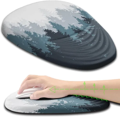 Vista 8 de Alfombrilla de mouse ergonómica con soporte de muñeca, alfombrilla de mouse blanca con reposamuñecas, toda la espuma viscoelástica y base