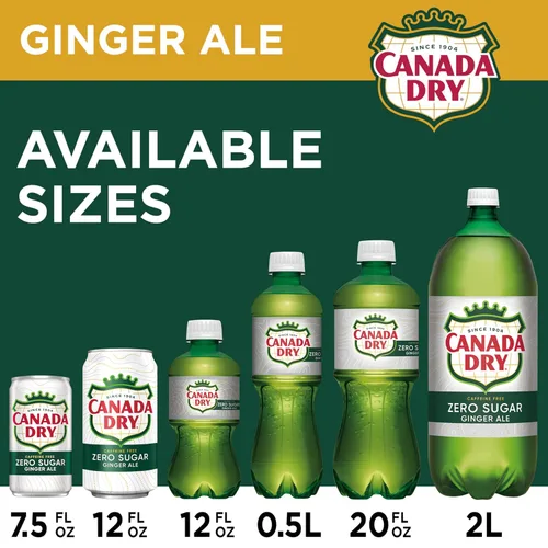 Vista 4 de Canada Dry Zero Sugar Ginger Ale Soda, latas de 12 onzas líquidas (paquete de 12)