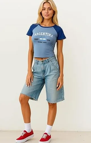 Vista 3 de Colombia Baby Tee Verano Crop Tops Y2k Ropa México Jersey 90s Graphic Tee 2000s Salir