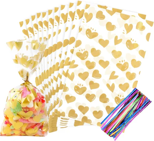 Vista 57 de 100 bolsas de regalo con estampado de estrellas de 3 x 5 pulgadas, bolsas de regalo de celofán, bolsas de regalo de celofán, bolsas de regalo