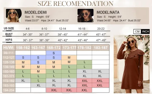 Vista 5 de OFEEFAN Vestidos casuales con volantes y cuello redondo para mujer