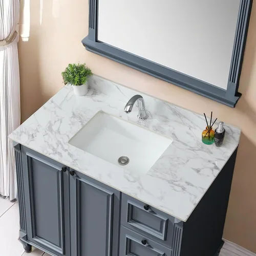 Vista 11 de Salpicaduras laterales para fregadero de baño de 22 x 4 pulgadas, tamaño universal para lavabo de baño, salpicaduras laterales de piedra