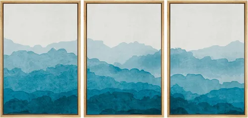 Vista 67 de SIGNWIN Lienzo enmarcado para pared, vista aérea de palmeras tropicales en un cielo azul, fotografía del océano costero, arte moderno, panorámico