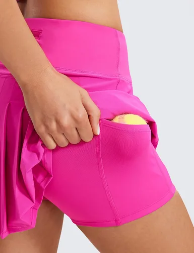 Vista 4 de CRZ YOGA Womens Pleated Tennis Skirts with Pockets High Waisted Athletic Golf Skorts Skirts for Women Soft Breathable Cute