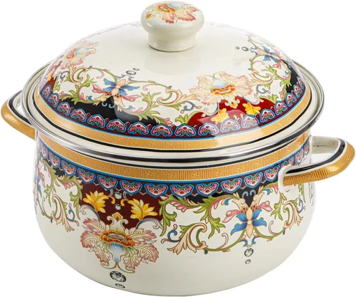 Vista 6 de OLYTARU - Olla de acero esmaltada con tapa, 3 cuartos de galón