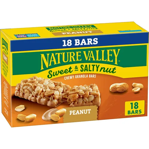 Vista 30 de Nature Valley Barras de granola de nueces dulces y saladas, maní, 15 barras, 18 onzas