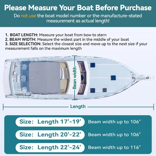 Vista 7 de Cubierta para Barco Resistente True 1200D T-Top de 17ft - 19ft con Cubierta para Motor, Solución 100% Impermeable Teñido en Solución Consola Central