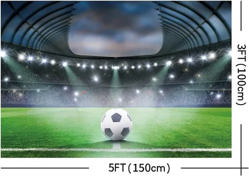 Vista 4 de Yeele Fondo de campo de fútbol de 5 x 3 pies, proyector de fondo de competición deportiva para fotografía de recién nacidos, niños, fiesta