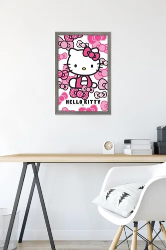 Vista 6 de Trends International Hello Kitty - Póster de pared con lazos, 14.725 x 22.375 pulgadas, versión enmarcada de madera de granero