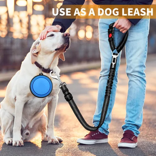 Vista 6 de Juego de 3 piezas de cinturón de seguridad retráctil para perro, cinturón de seguridad ajustable para reposacabezas de vehículo, ajustable