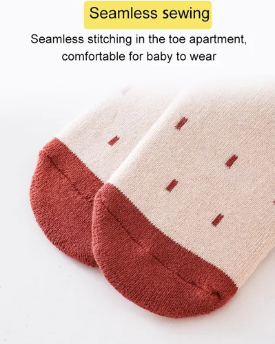 Vista 5 de Calcetines antideslizantes para bebés y niños pequeños, cálidos, gruesos, antideslizantes, calcetines para niñas y niños, recién nacidos, 5 pares