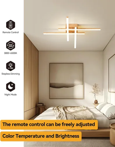 Vista 6 de Lámpara de techo moderna Sputnik LED regulable con control remoto, iluminación de techo negra empotrada, lámpara de techo para dormitorio, estudio