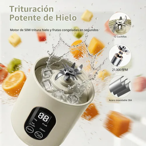 Vista 5 de Batidora portátil para batidos, 580ML USB-C recargable Juicer Cup (beige)