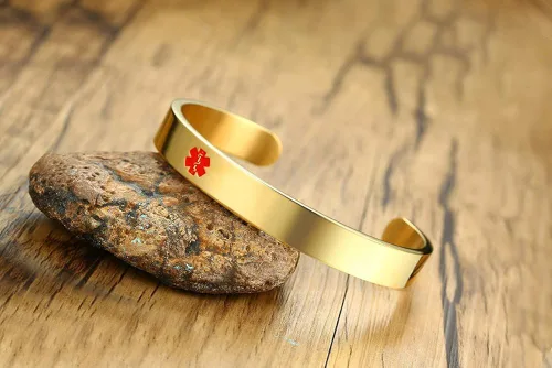 Vista 5 de PACEMAKER - Pulsera de acero inoxidable con identificación médica de alerta médica SOS para mujer 79in 8 pulgadas Metal