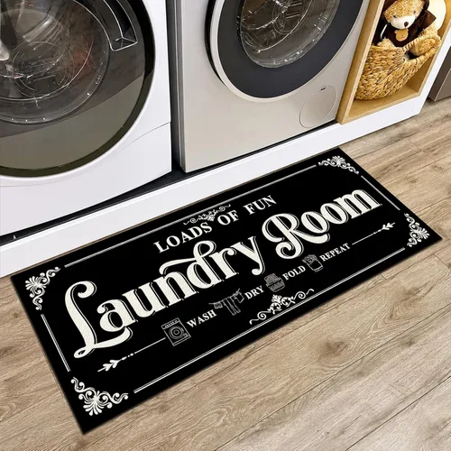 Vista 11 de Comfoyar Black Cool - Alfombra para lavandería, antideslizante, impermeable, 47 x 17.5 pulgadas Negro Cool