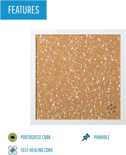 Vista 3 de MasterVision Tablero de anuncios de corcho blanco y natural, marco blanco, 18 x 18 pulgadas (SF24141116616)