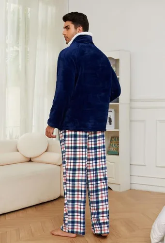 Vista 5 de U2SKIIN Pijamas a juego para parejas, juego de pijamas de felpa ultra suave, pijamas de felpa para invierno, ropa de dormir acogedora y cálida