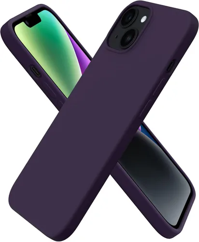 Vista 27 de ORNARTO Funda para iPhone 14 de 6.1 pulgadas, cubierta delgada de silicona Azul bebé