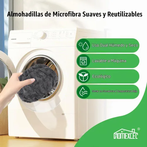 Vista 5 de HOMEXCEL Almohadillas de Trapeador de Microfibra Reutilizables Compatibles con Swiffer Sweeper-Paquete de 8 Repuestos de Almohadillas Húmedas