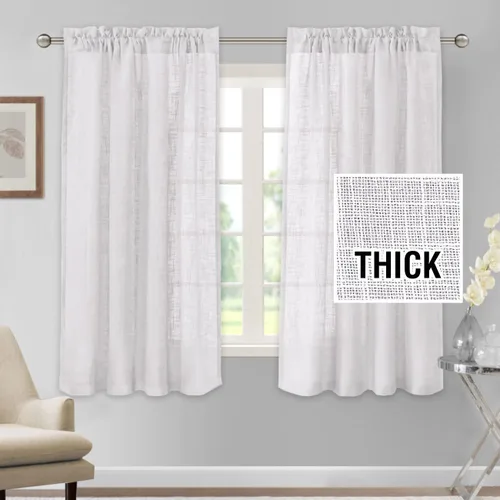 Vista 11 de H.VERSAILTEX Cortinas de mezcla de lino, 63 pulgadas de largo, natural, texturizado, filtro de luz, bolsillo para barra, juegos de 2 paneles