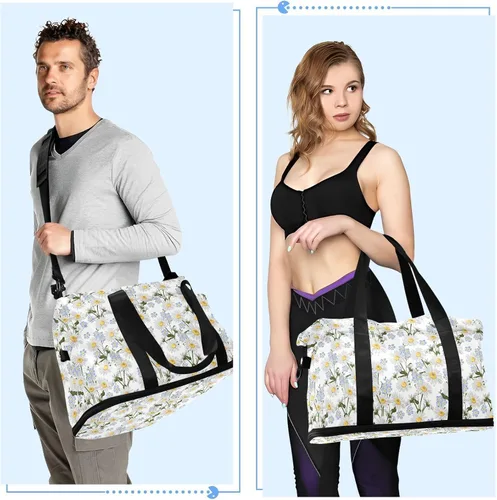 Vista 6 de Coikll Forget-me-not Flower Sports Gym Bag with Waterproof Dry Wet Pocket, Travel Duffel Bag for Women MenWorkout Bag Fits Yoga, Swimming