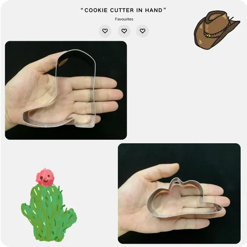 Vista 6 de LUBTOSMN Juego de 2 cortadores de galletas de vaquera, 2 piezas, botas de vaquera y sombrero, deslavador, cortadores de galletas, formas para baby