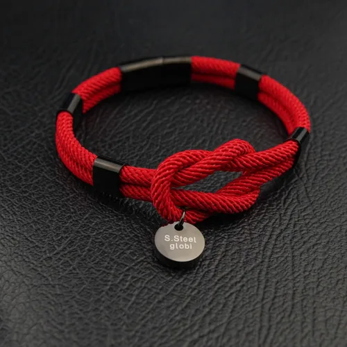 Vista 6 de globi Paracord - Pulsera de cuerda trenzada para hombres y mujeres pulsera ligera náutica unisex con cierre magnético de acero inoxidable Fibra
